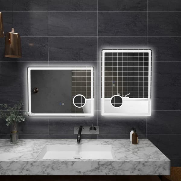LED badrumsspegel 3x förstoring | Färg: Silver+Vit | Mått: 80x3,8x60 cm