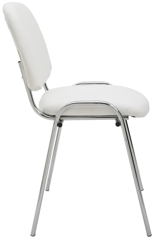 Stackstol - Konferensstol - Artificial Leather & Stable Metal - Space -sparande stapelbar | Färg: Vit