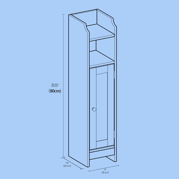 Smalt badrumsskåp MDF 20 x 18 x 80 cm grått