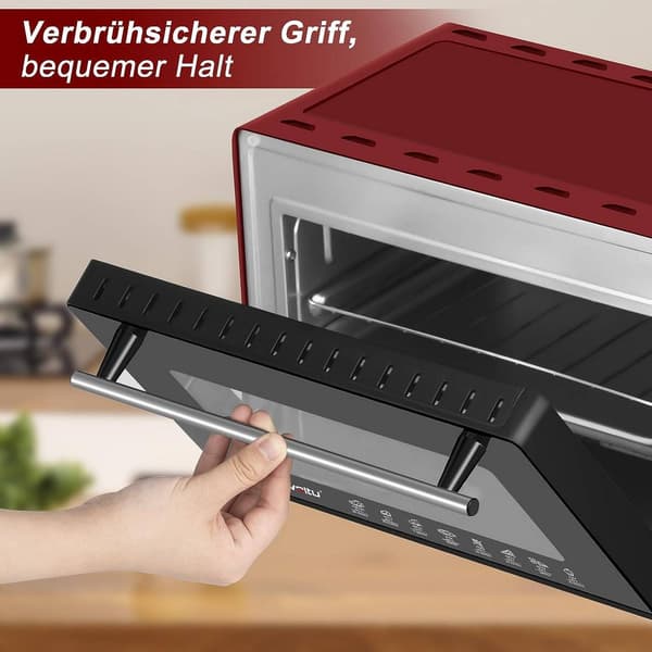 Minioven 10 liter 800 W met timer en bakplaat | Rood | 37x21x26 cm