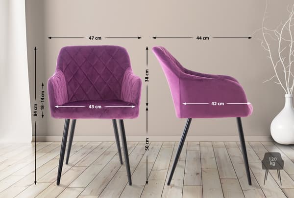 Matsalsstol - Bekväm kökstol, modern design, sammet/metallbas