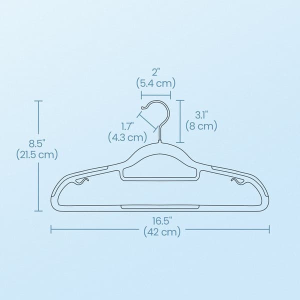 50-delar set klädhängare i plast - 42 cm - grå