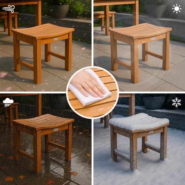 Solid Teak -avföring - Träfotstol - Väder -resistent och hållbar för varje stil