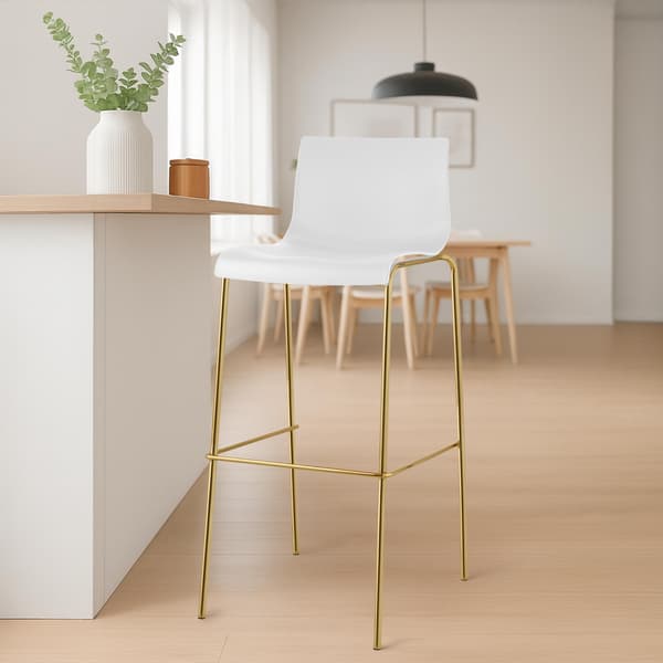 Set med 2 barstolar Hover plast | Färg: Vit | Mått: 43x48x100 cm