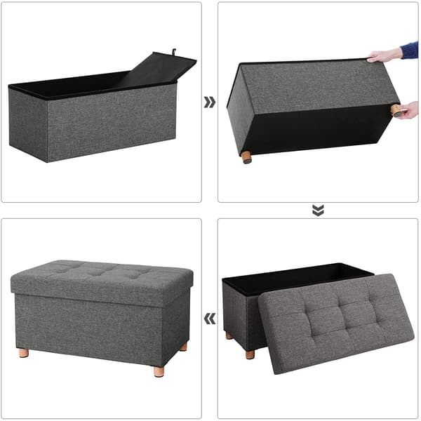 Hocker - Puff med förvaringsutrymme - Mörkgrå - 76 x 38 x 40 cm