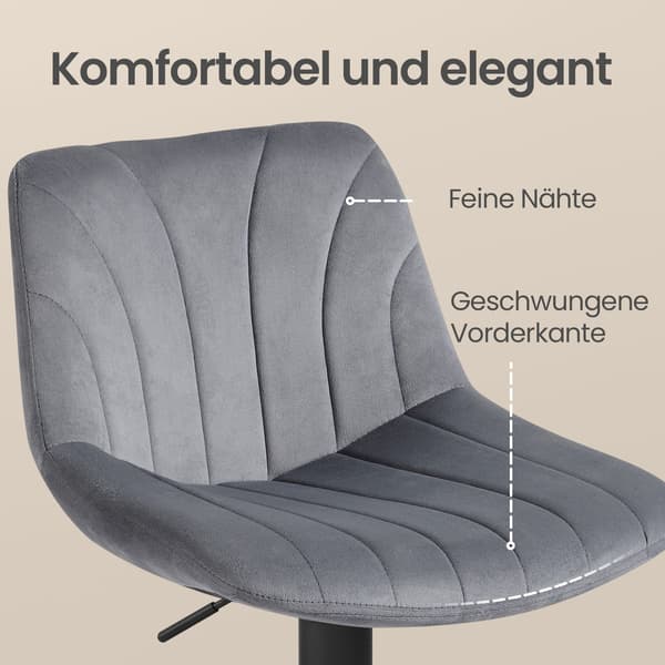 Set med 2 barstolar, justerbara kökspallar | Grå | 43x46,5x88-108 cm