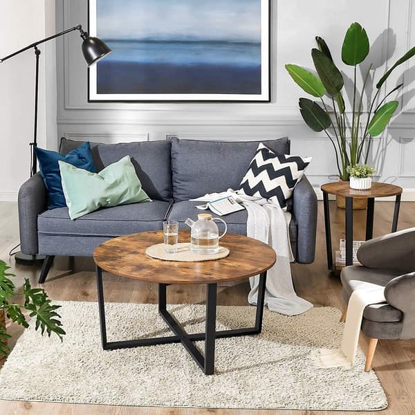 Runt soffbord - industriell stil - sidobord - 88 x 88 x 47 cm