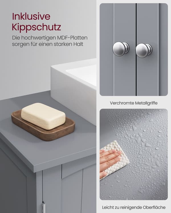Tvättställsskåp ljusgrå MDF - badrumsmöbler - 30 x 90 x 60 cm