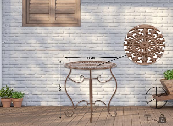 Nostalgic Garden Table - Raffined Eye -Catcher - Handwork Iron | Färg: Antik brun