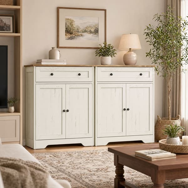 Country kitchen cabinet with drawer and 2 doors | Vit | 72x40x80 cm