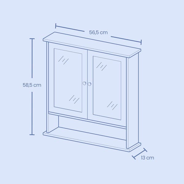 Spegelskåp badrum - väggskåp - MDF - grå - 13 x 56,5 x 58,5 cm