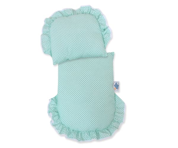 White Wicker Doll Pram - Handgjorda leksaker - med mynta sängkläder och mjukt foder