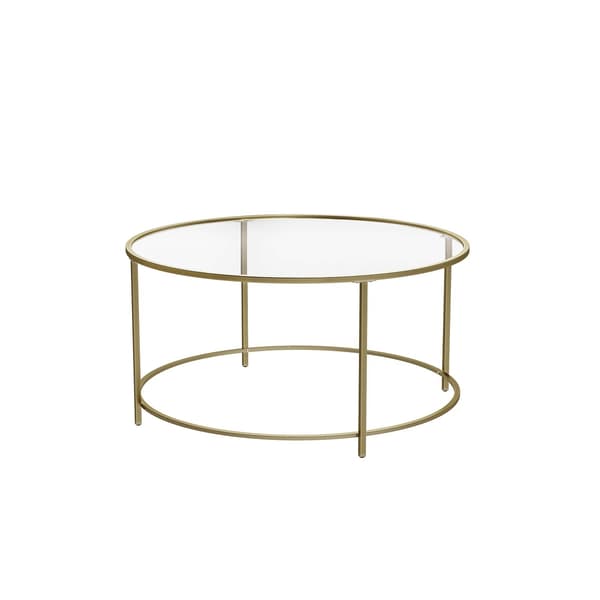 Soffbord med guldram och glas - retro - 84 x 84 x 45,5 cm