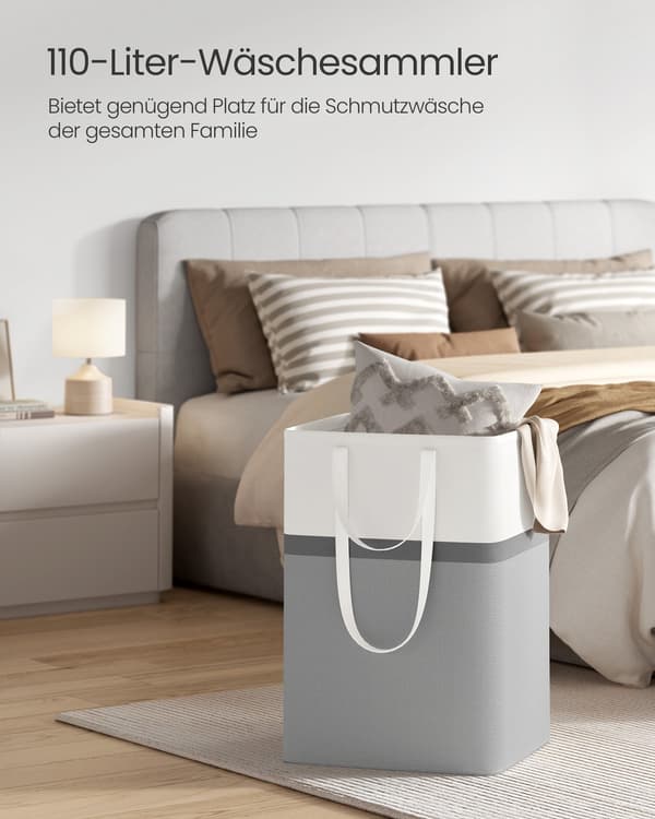 Set med 2 duvgrå tvättpåsar - tvättkorgar - polyester bomull - 45 x 40 x 65 cm