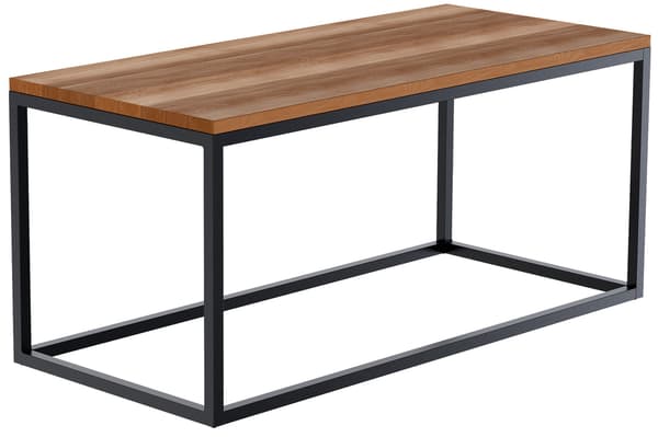 Sidobord, soffbord - Robust design - Solid Oak & Matte Black Metal | Storlek: 100x45x50 cm