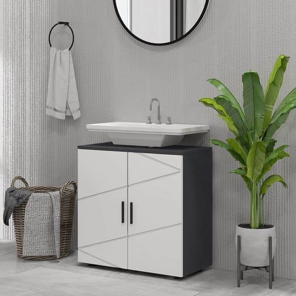 Badrumsskåp med 2 plan för under diskho | Färg: Grå | Mått: 60x30x60 cm