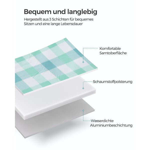 Vattentät picknickfilt 200 x 200 cm - sammet, skumfyllning - grön-vit