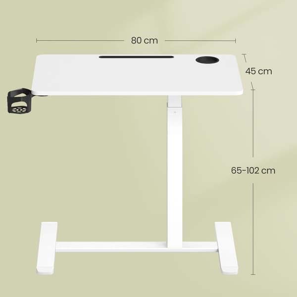 Ställbart ståbord med hjul | Vit | 80x45x65-102 cm