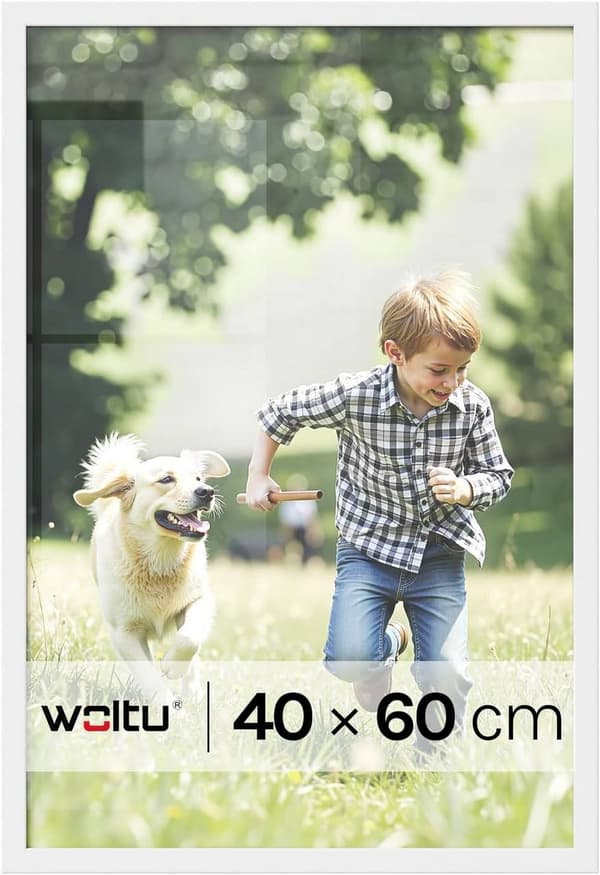 Fotoram av trä med papper passepartout | Vit | 40x60 cm