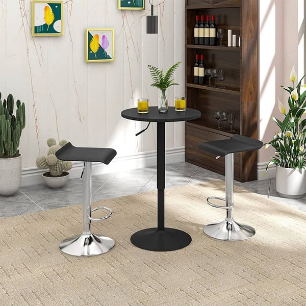 Rundstångsbord höjdjusterbart MDF metall | Svart | 52x52x69,5-91,5 cm