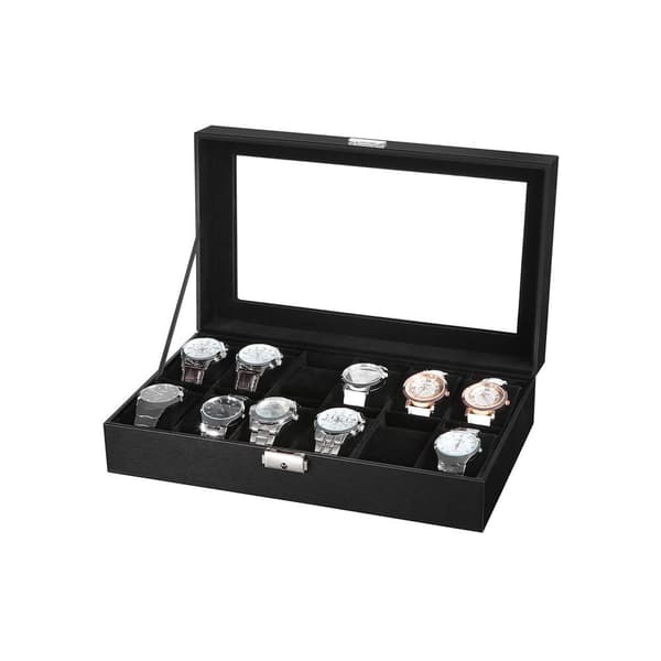 Klockbox för 12 klockor - svart MDF - 30 x 21 x 8,5 cm