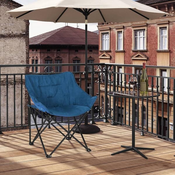 Hopfällbar campingstol med dyna 2-delat set | Blå | 63x44,5x73,5 cm