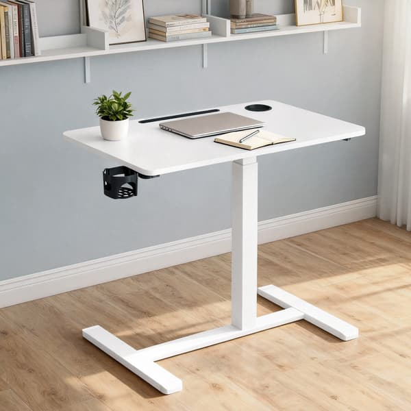 Ställbart ståbord med hjul | Vit | 80x45x65-102 cm