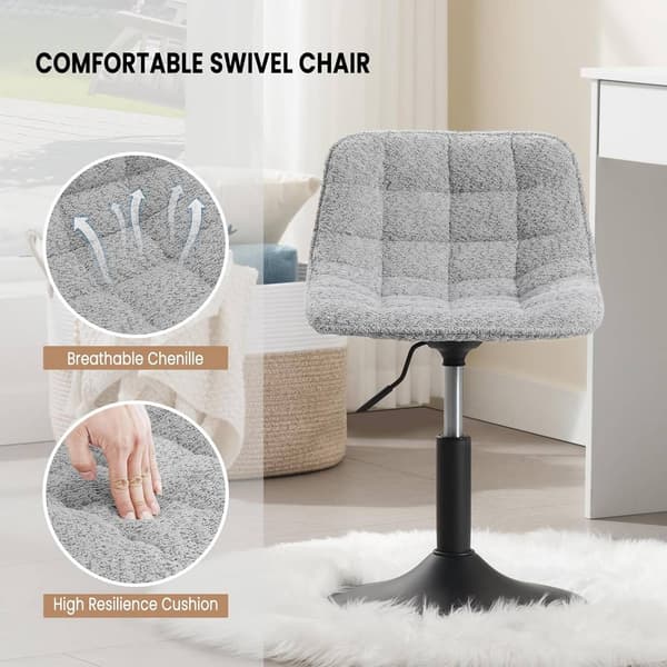 Set med 2 barstolar med chenille ryggstöd | Grå