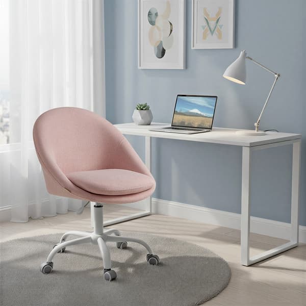 Vadderad sminkstol och kontorsstol | Rosa | 60x60x80-90 cm