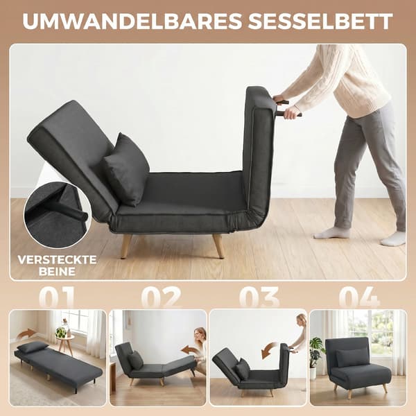 3-i-1 sovstol - hopfällbar sovstol | Färg: Grå | Mått: 94x78x80 cm