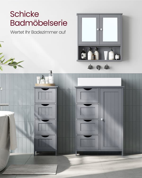 Badrumsspegelskåp väggmonterad MDF duvgrå 13 x 56,5 x 58,5 cm