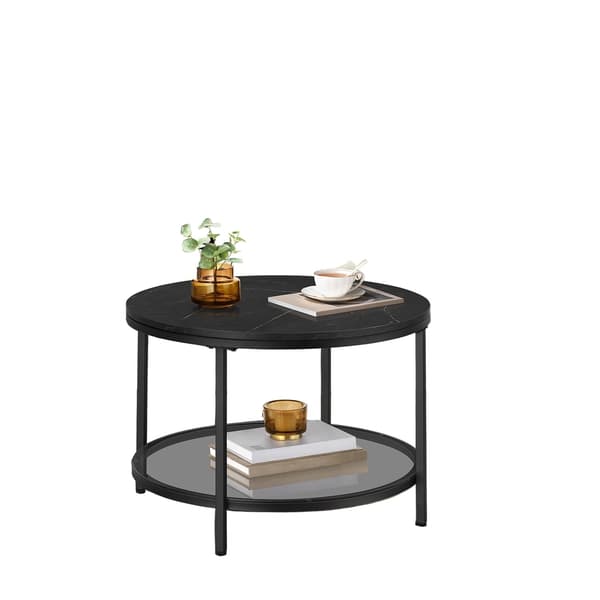 Runt soffbord - justerbar underrede - svart - 65 x 46 cm