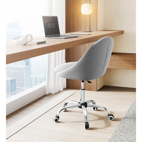 Grå snurrstol, ergonomisk, mobil, stålram, bomull-linne, 60 x 60 x 80-90 cm