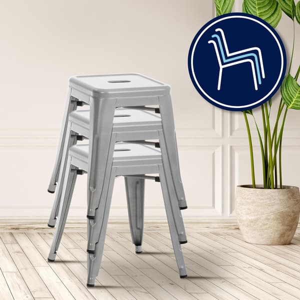 Modern stapelbar pall - Barstol - Space -Saving Design | Färg: Silver