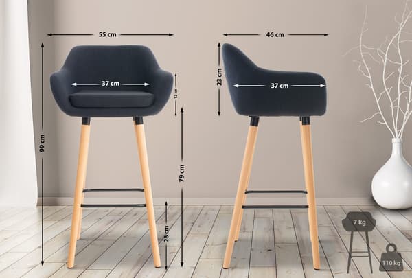 Uppsättning av 2 barstolar - Högstolar - Optimal sittkomfort - för mysiga stunder