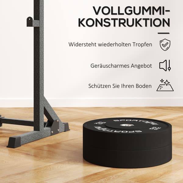 Olympiskt viktset 2 x 20 kg - Viktskivor av gummi | Färg: Svart
