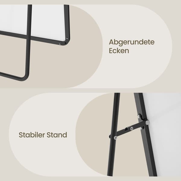 Böjd hellängdsspegel för stående eller väggmontering | Svart | 50x160 cm