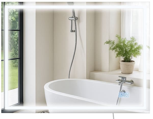 LED -badrumsspegel - väggspegel - Bluetooth -högtalare, klargörande LED -belysning