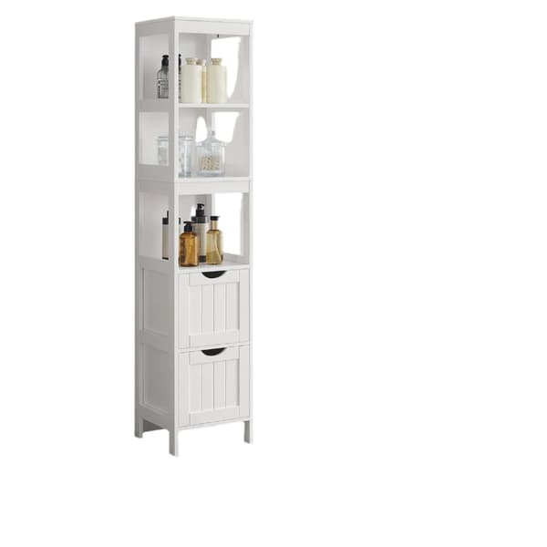 Högt badrumsskåp - smal förvaringsmöbel - vit - 30 x 30 x 141,5 cm
