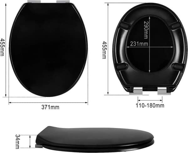 Oval toalettsits med soft close-funktion | Svart