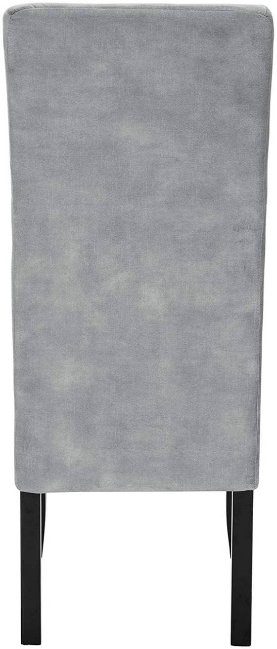 2 matsalsstolar hög rygg massivt trä sammet | Ljusgrå | 47x42x107 cm