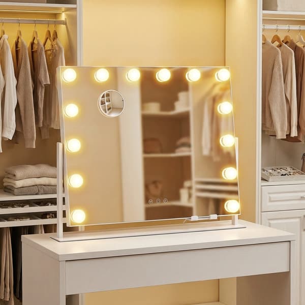 Sminkspegel med LED-belysning och touchkontroll | Vit | 55x10x45 cm