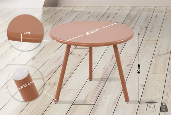Modernt trädgårdsbord, väderresistent loungebord, rostfritt design -UV -resistent | Färg: Terakotta