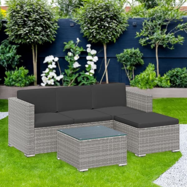 Trädgårdsmöbelset för balkong/terrass - PE polyrattan - soffa 173 cm - inklusive dynor