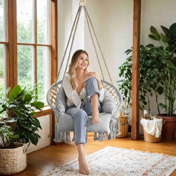 Hängstol - gungstol - robust sits - 120 kg - 113 x 76 x 57 cm - stål & polyester
