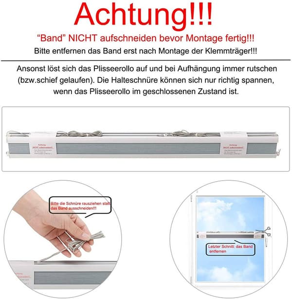Dubbel bikakeformad plisségardin utan borrning grå-vit | Grå-vit | 85x220 cm