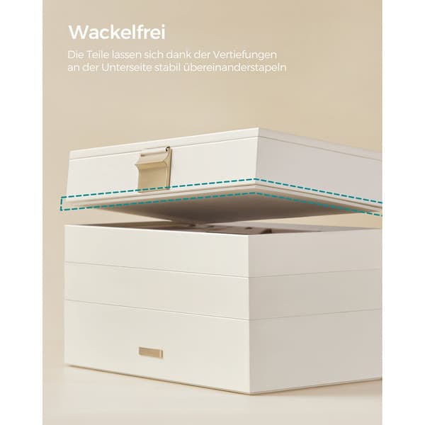 Stapelbar smyckeskrin - organisatör - 4 nivåer - sammetsfoder - 25 x 15 x 10 cm