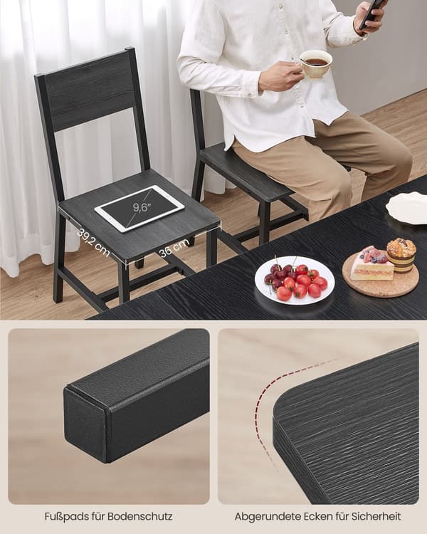 Matsalsstolar set om 2 - Stålstomme - 36 x 46,6 x 87,1 cm - Grå