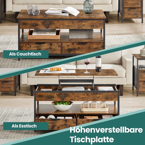 Höjdjusterbart soffbord - platsbesparande - 50 x 100 x 48-63 cm