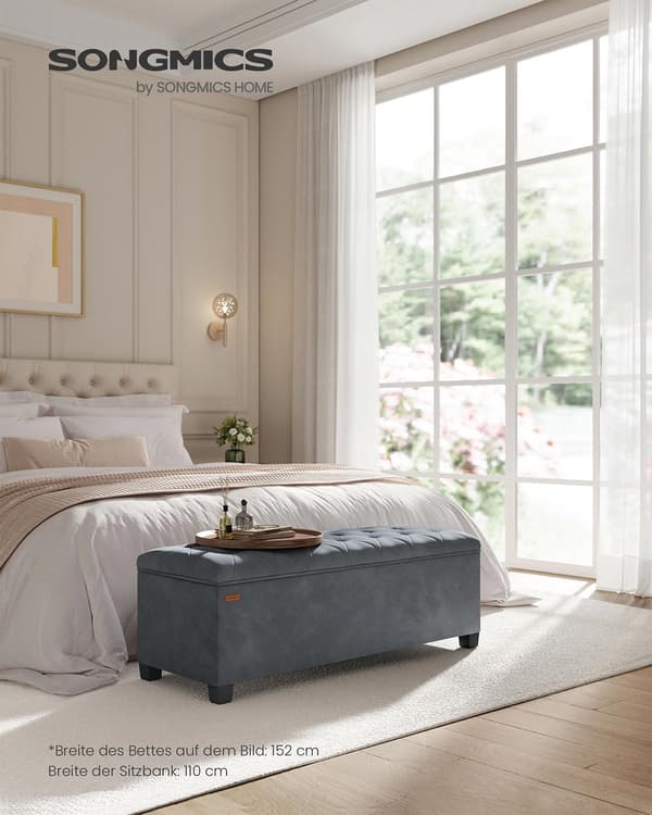 Soffa med förvaringsutrymme | Skiffergrå | 110x40x40 cm